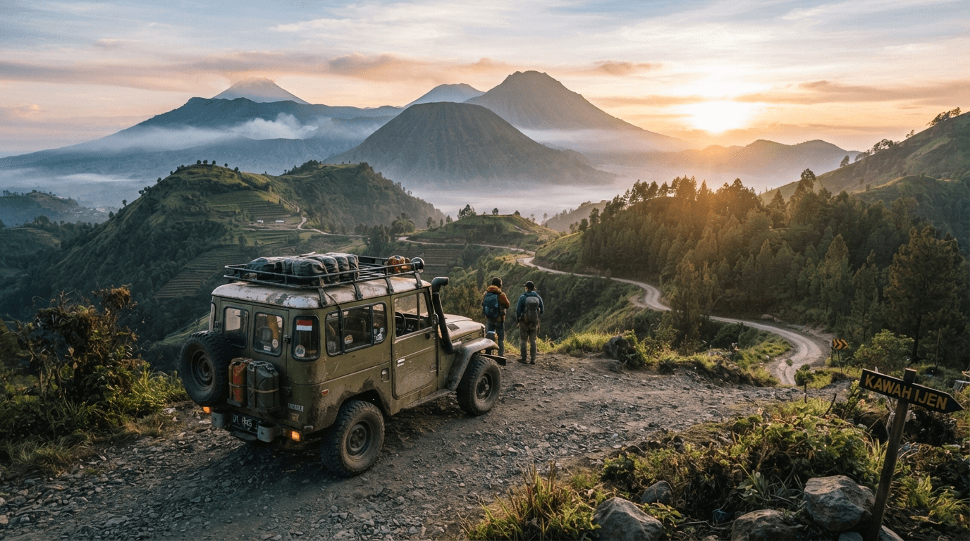 Armada Jeep 4x4 Toyota Land Cruiser di Banyuwangi menuju Kawah Ijen